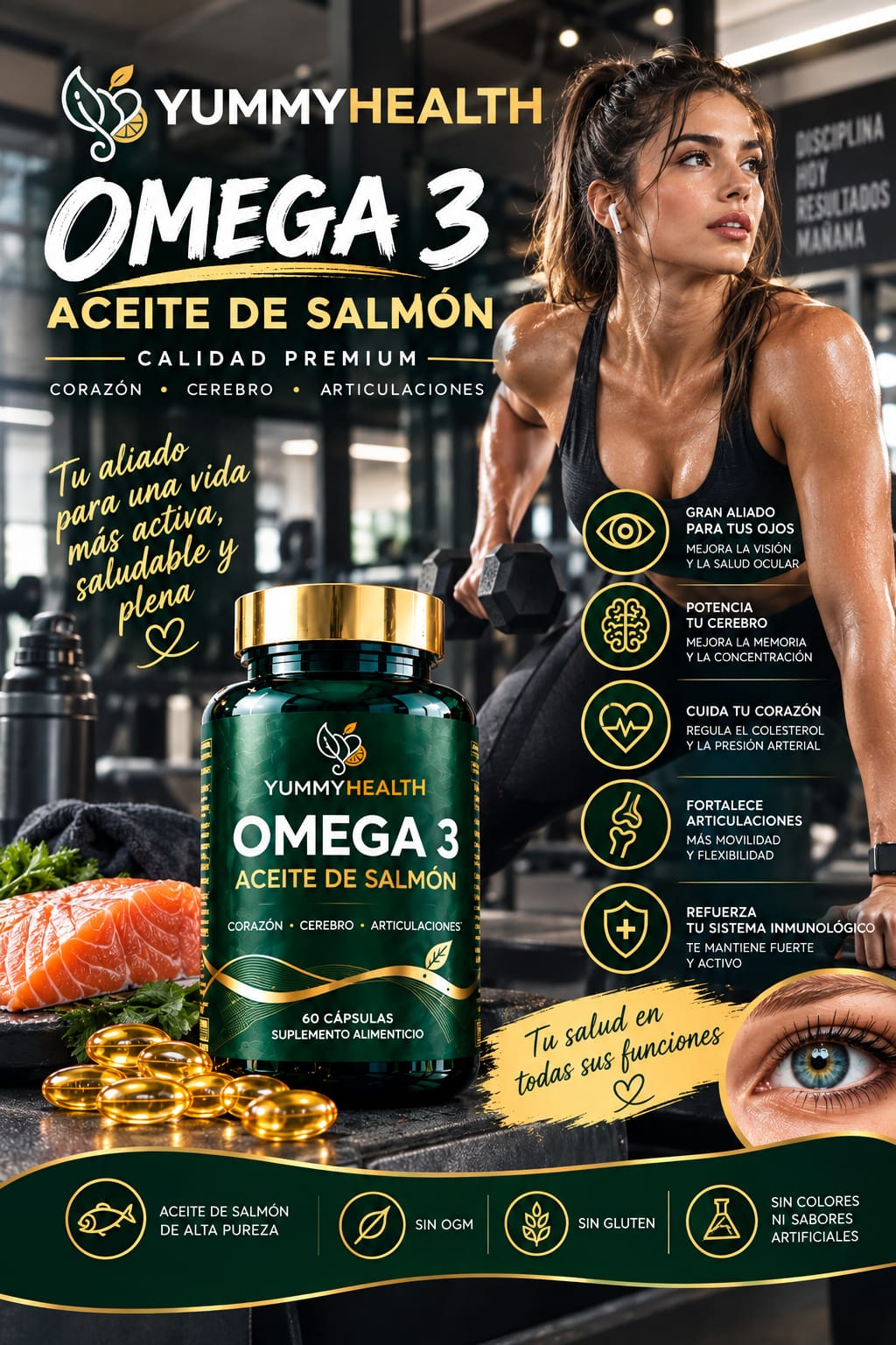 OMEGA 3 PREMIUM - ACEITE DE SALMON DE ALTA PUREZA Y DOSIS PARA TU BIENESTAR DIARIO